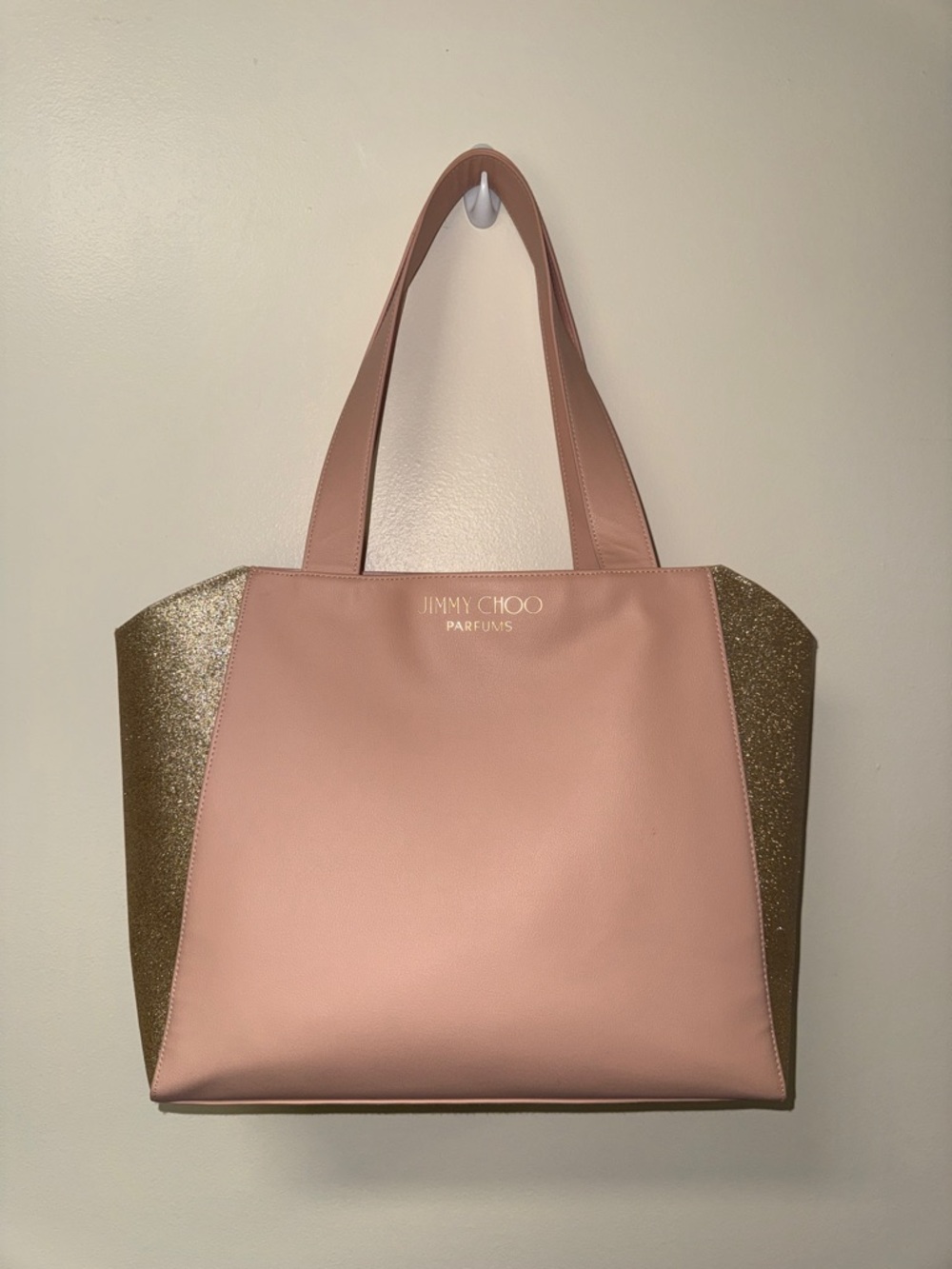 Jimmy Choo Blush Pink Tote with Gold Glitter